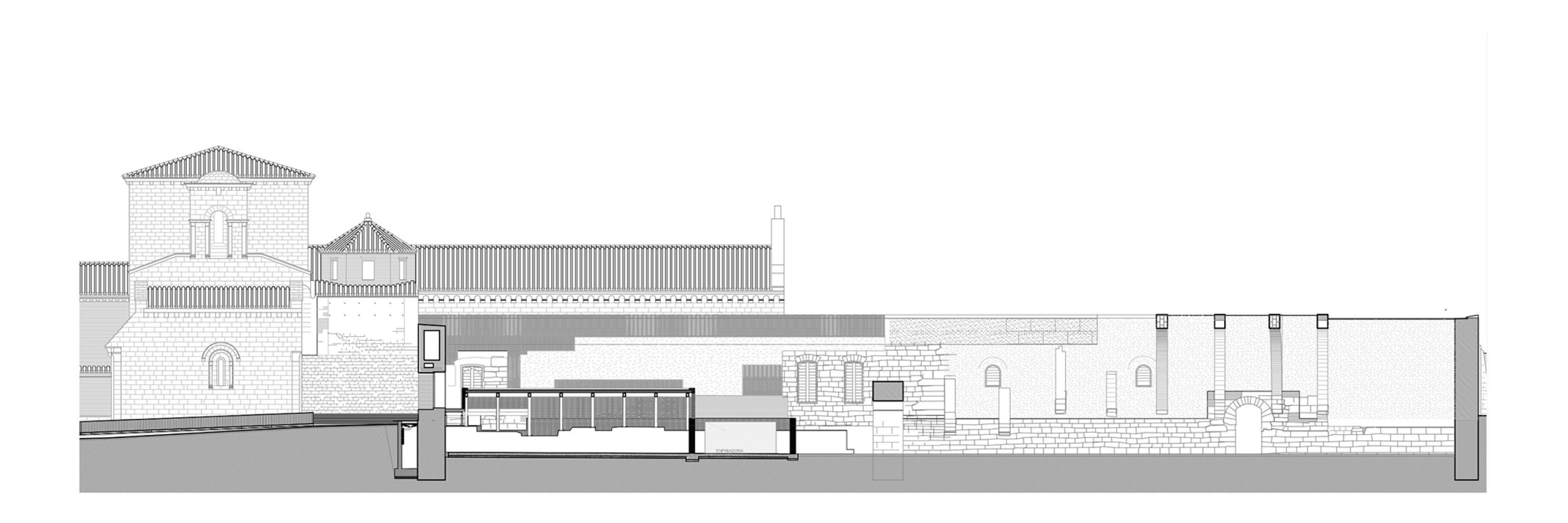 Section. Intervention in the Royal Monastery of Santa Maria de Sijena by Pemán y Franco + Sebastián Arquitectos. 