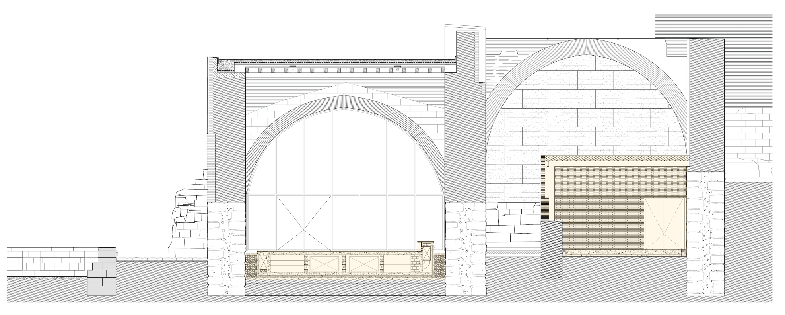 Section. Intervention in the Royal Monastery of Santa Maria de Sijena by Pemán y Franco + Sebastián Arquitectos. 