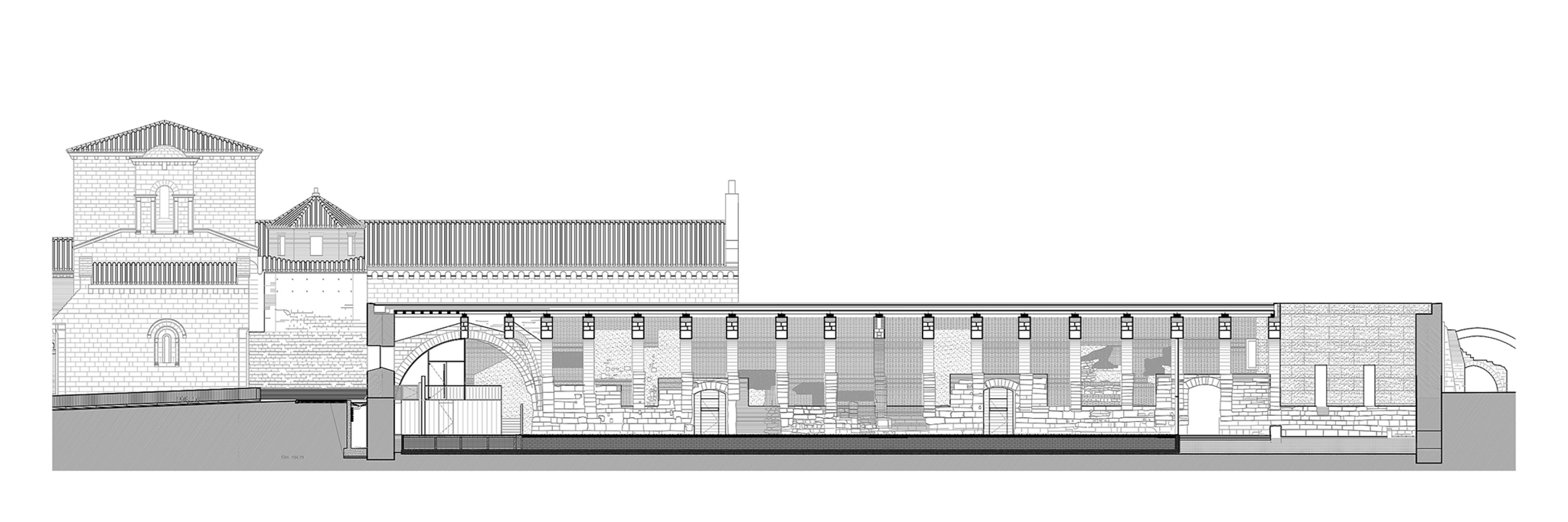 Section. Intervention in the Royal Monastery of Santa Maria de Sijena by Pemán y Franco + Sebastián Arquitectos. 