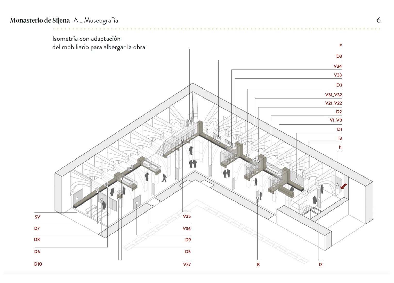 Axonometry. Intervention in the Royal Monastery of Santa Maria de Sijena by Pemán y Franco + Sebastián Arquitectos. 