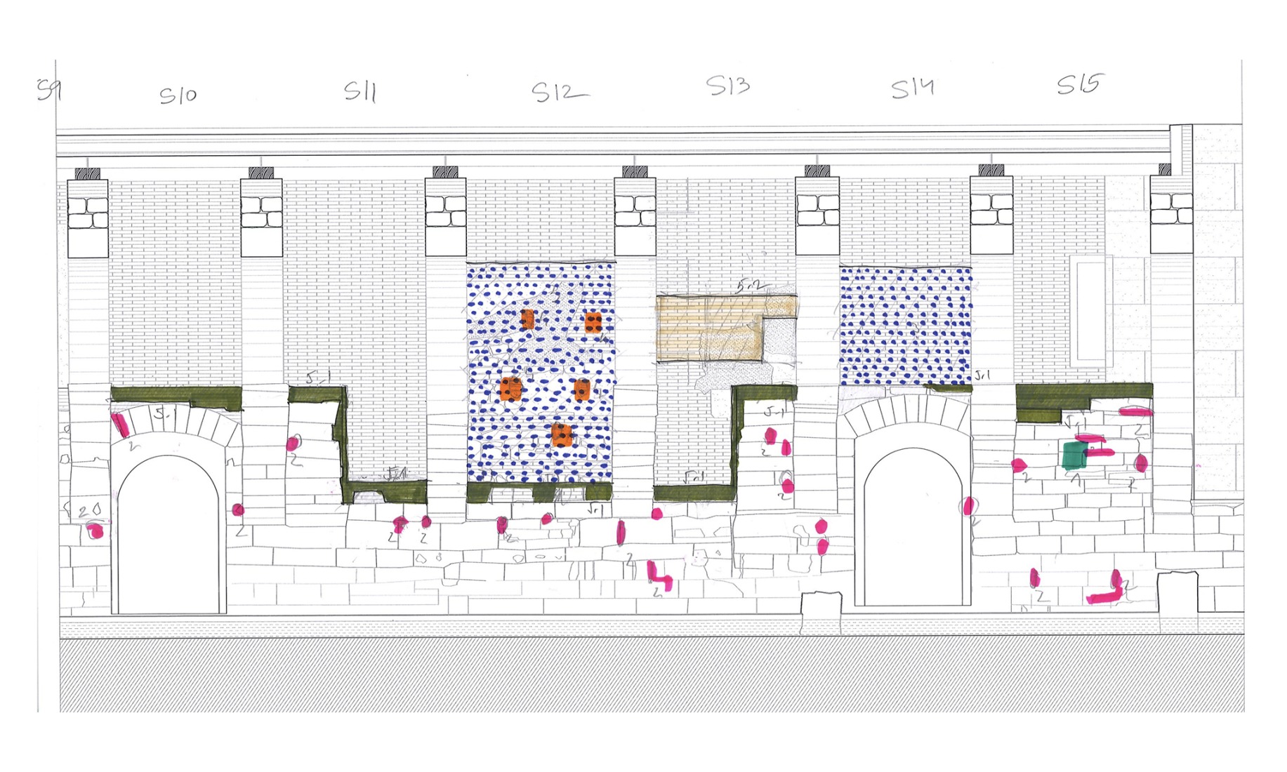 Sketches. Intervention in the Royal Monastery of Santa Maria de Sijena by Pemán y Franco + Sebastián Arquitectos. 
