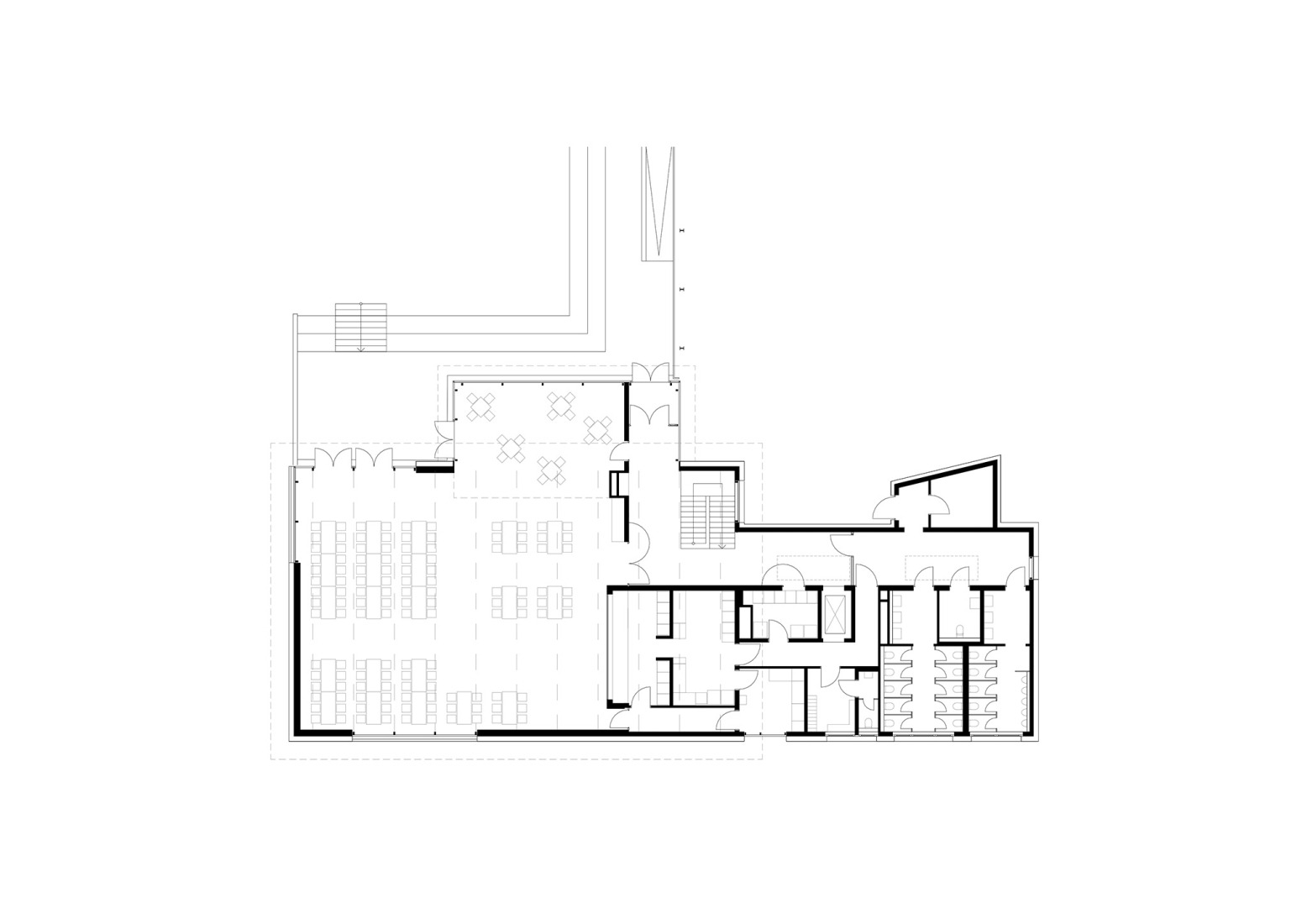 Ground floor plan. New cafeteria building in Neuenstein by Steinbach Schimmel Architekten.