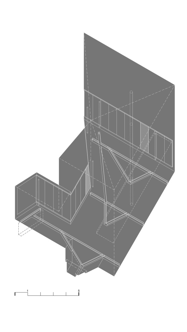 Axonometría. Ampliación y reforma de vivienda unifamiliar por Valdivieso Arquitectos.