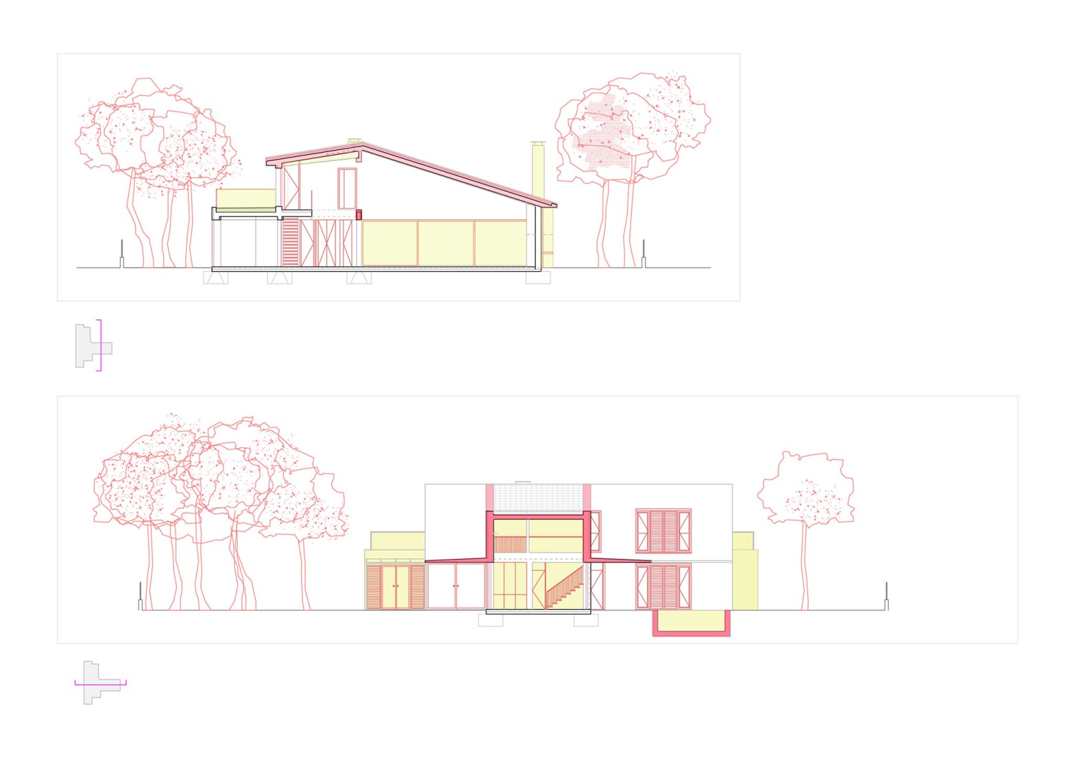 Sections. Single-family house in Roche by DL+A Arquitectos.