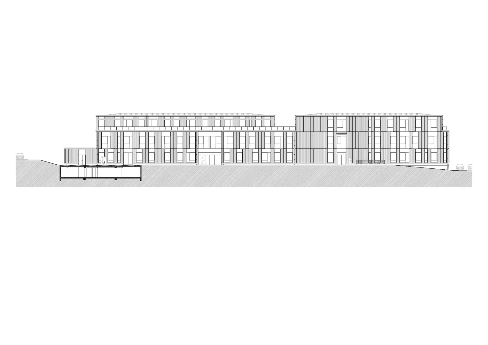 Building A, east façade. "Bois Harel" by Alta Architectes.