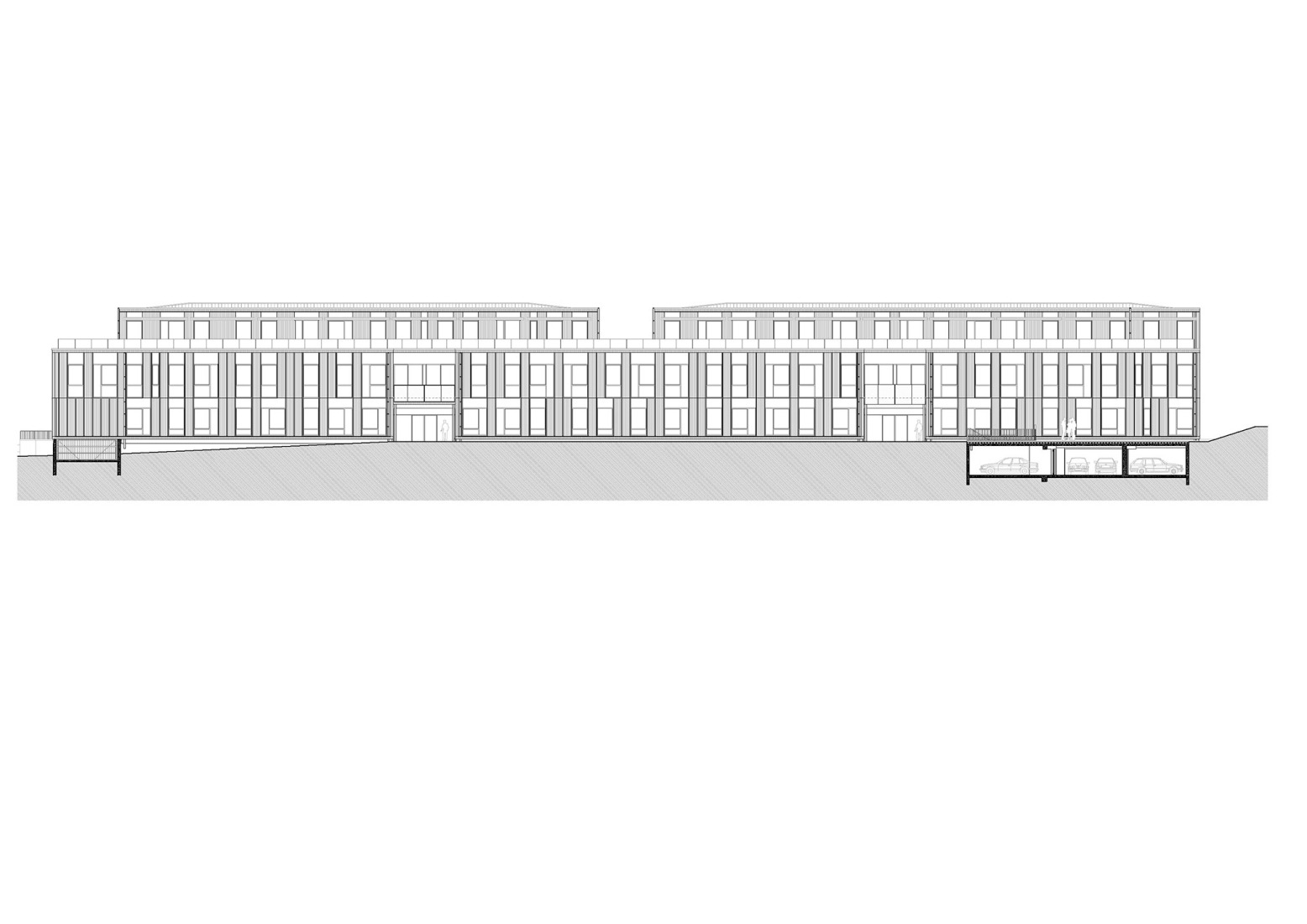 Building B, east façade. "Bois Harel" by Alta Architectes.