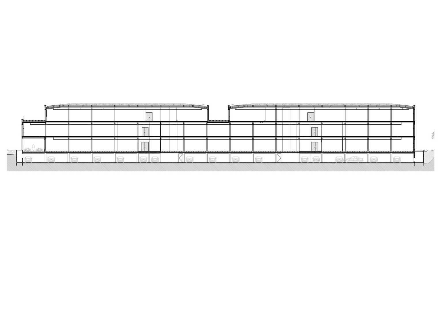 Longitudinal section 2. "Bois Harel" by Alta Architectes.