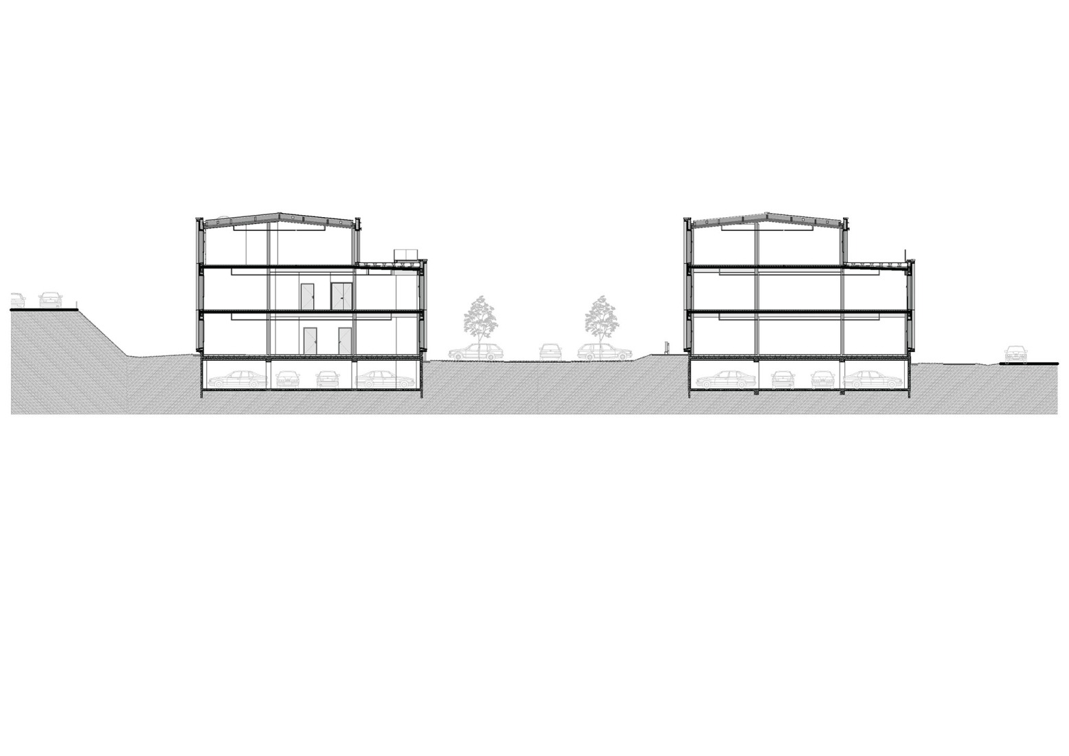 Cross section. "Bois Harel" by Alta Architectes.