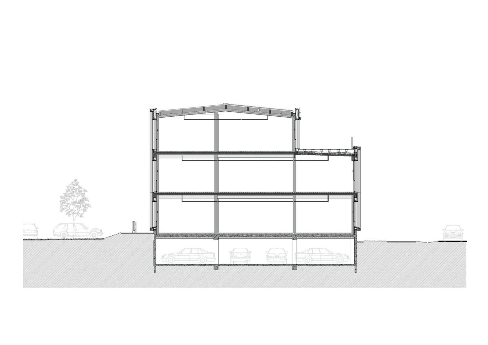 Partial section. "Bois Harel" by Alta Architectes.