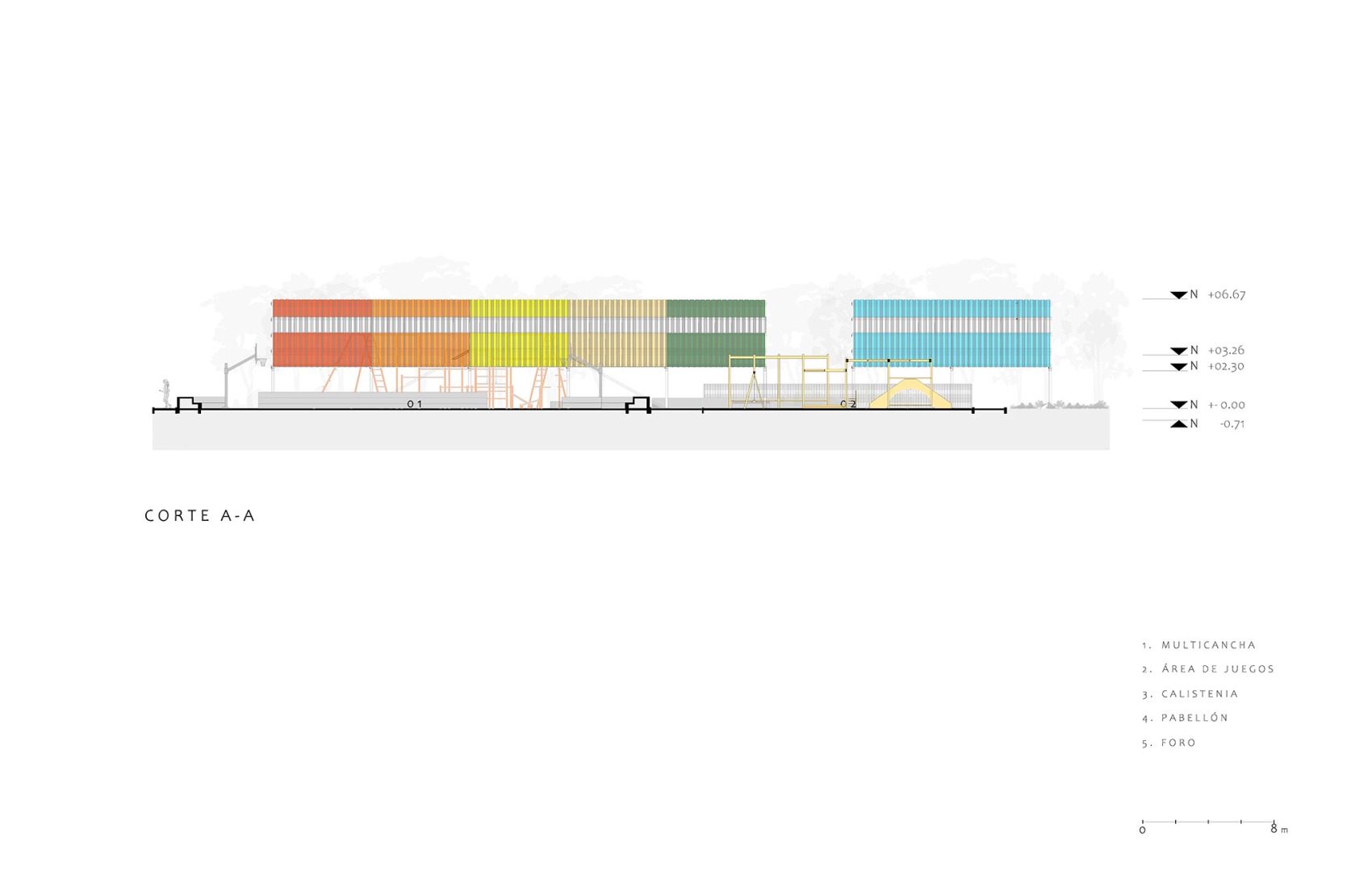 Section. UH INFONAVIT CTM Culhuacán by AMASA Estudio.