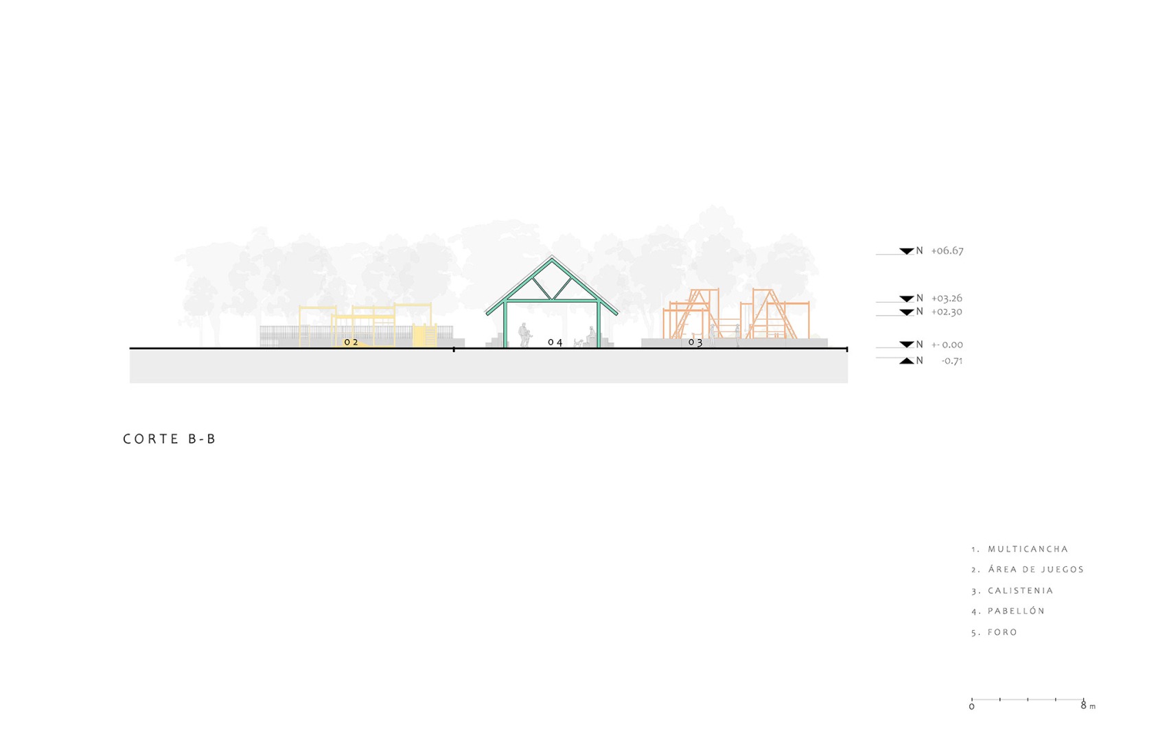 Section. UH INFONAVIT CTM Culhuacán by AMASA Estudio.