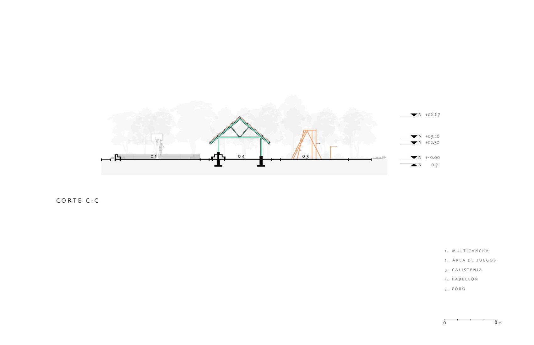 Section. UH INFONAVIT CTM Culhuacán by AMASA Estudio.