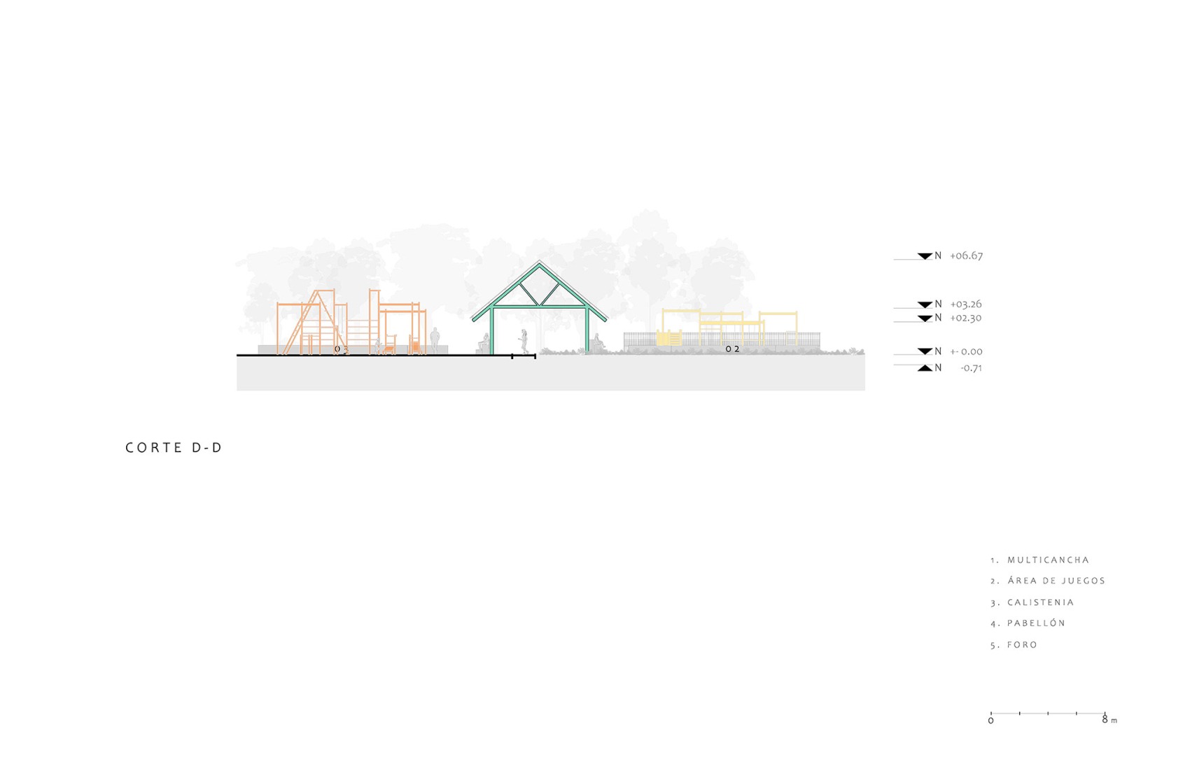 Section. UH INFONAVIT CTM Culhuacán by AMASA Estudio.