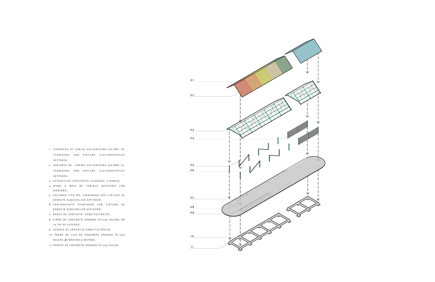 Exploded isometric. UH INFONAVIT CTM Culhuacán by AMASA Estudio.