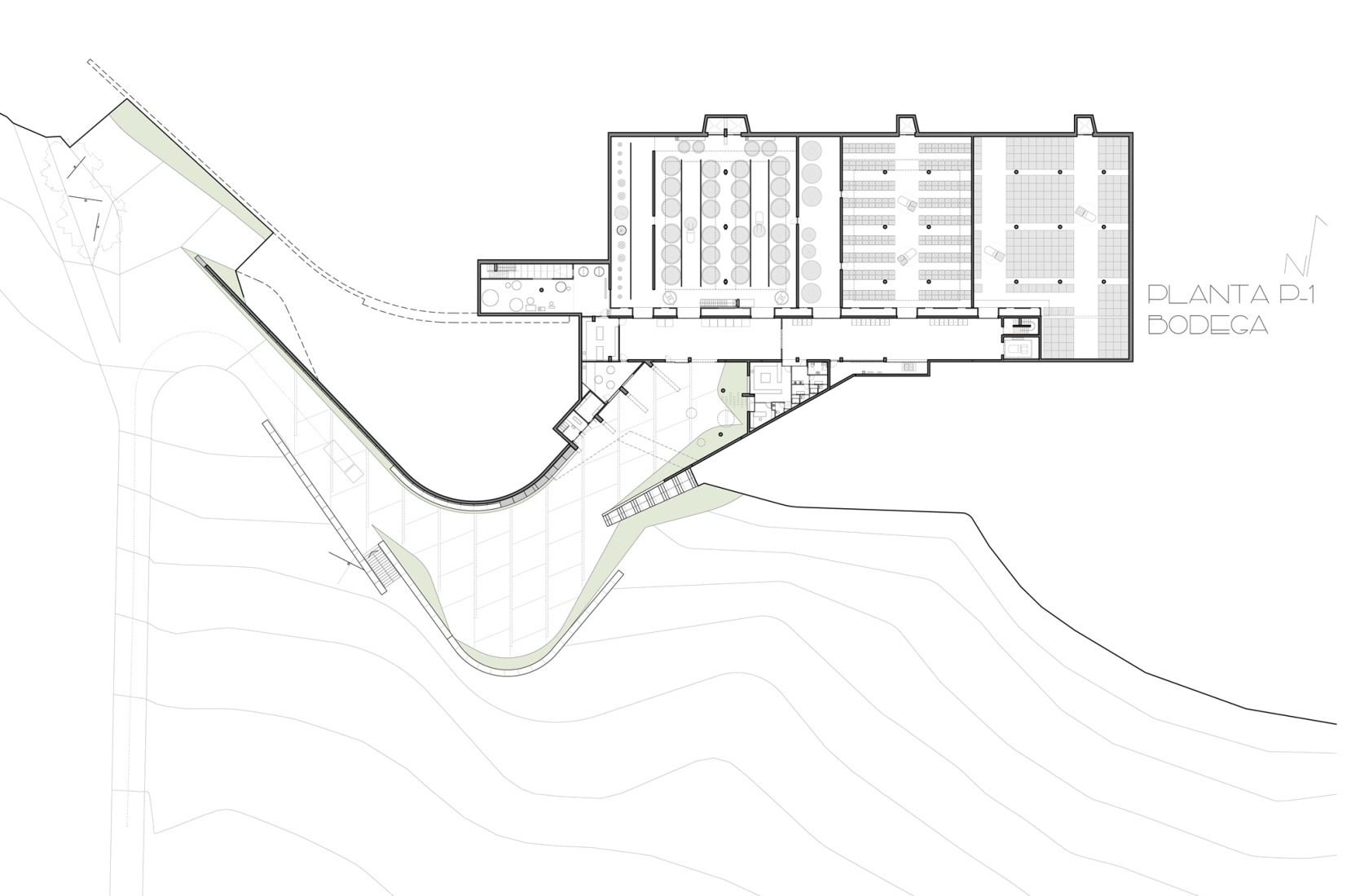 First floor plan. Bodegas La Horra by Carme Pinós.