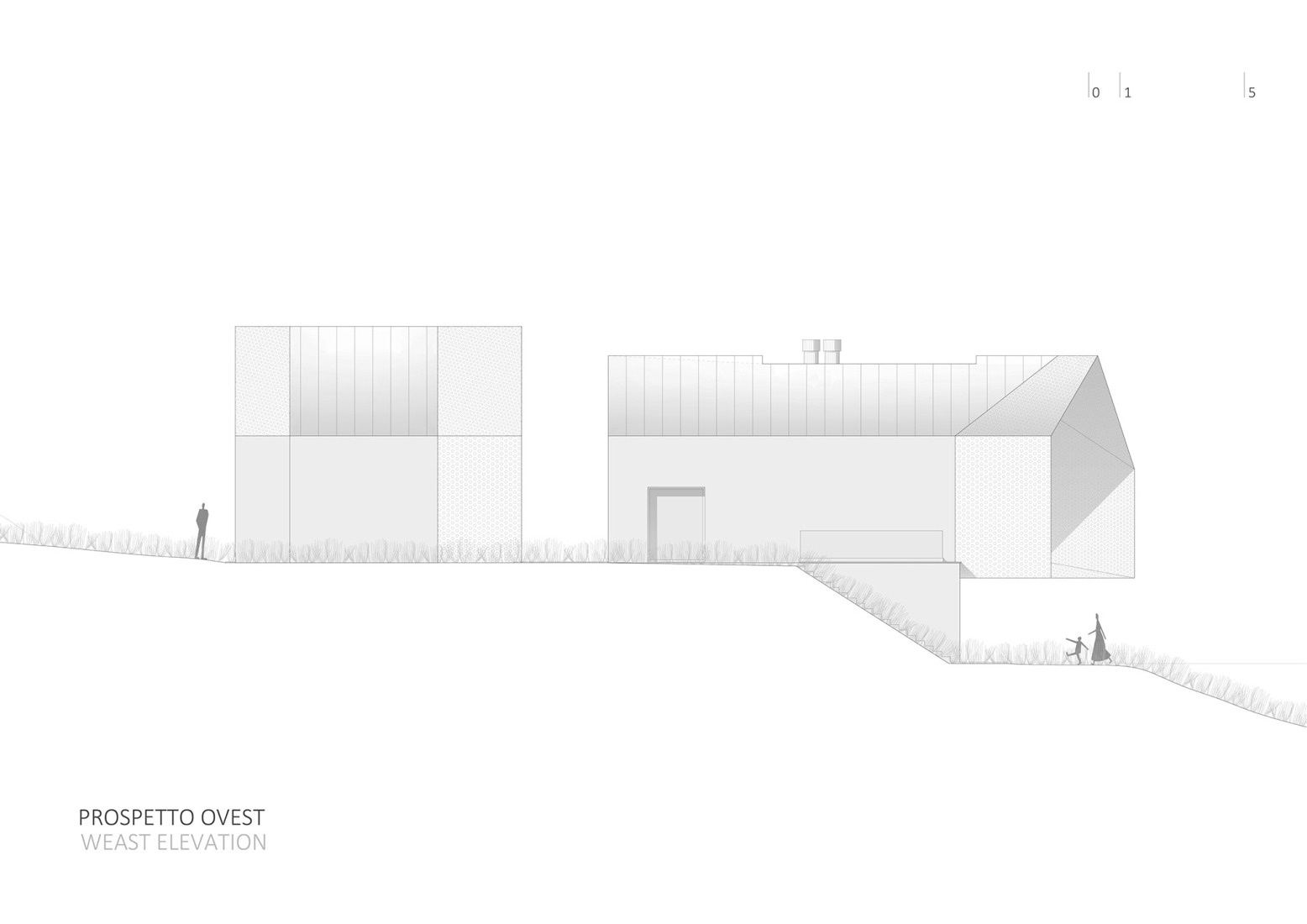 Alzado Oeste. Casa Sotto La Nuvola por LDA.iMdA Architetti.