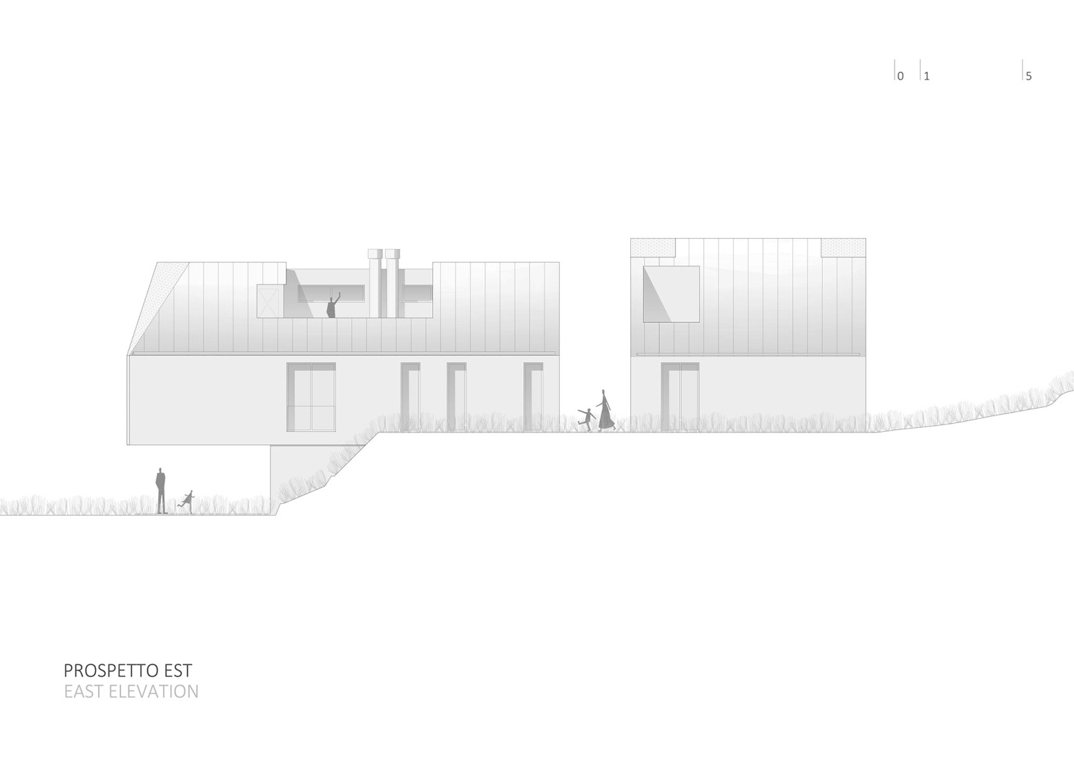 Alzado Este. Casa Sotto La Nuvola por LDA.iMdA Architetti.