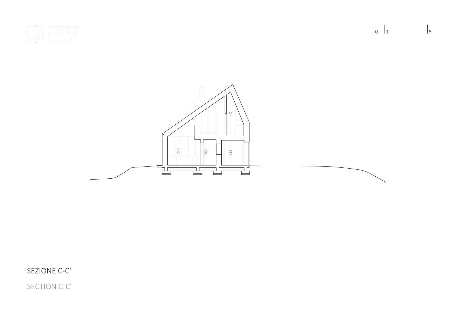 Sección C-C. CCasa Sotto La Nuvola por LDA.iMdA Architetti.