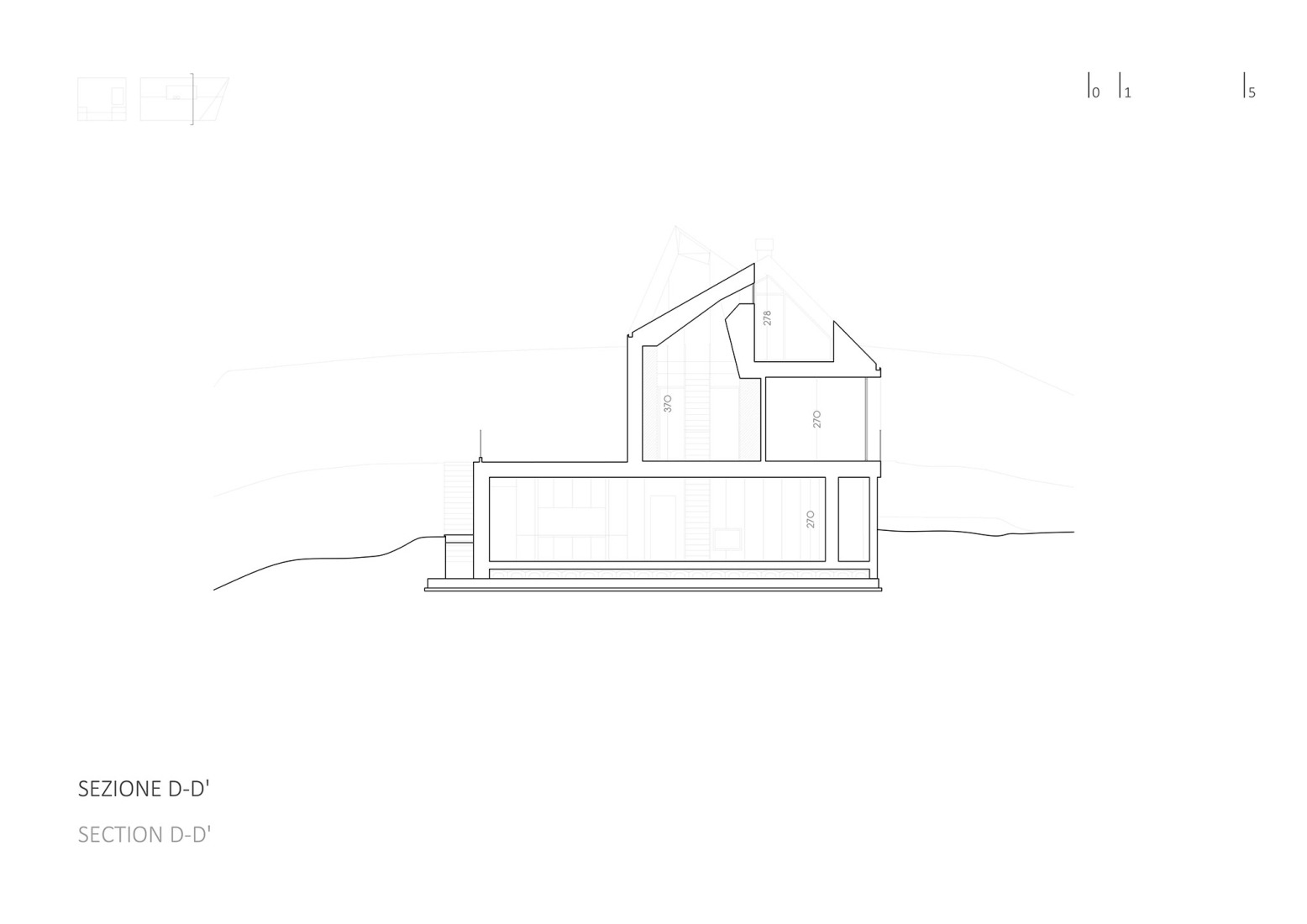 Sección D-D. Casa Sotto La Nuvola por LDA.iMdA Architetti.