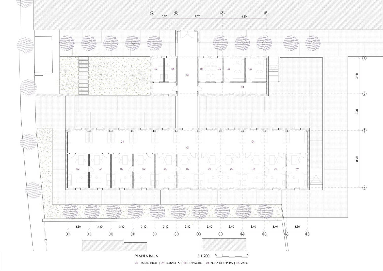 Plano de planta. Ampliación del Centro de Salud de La Carihuela por MarinaUno.