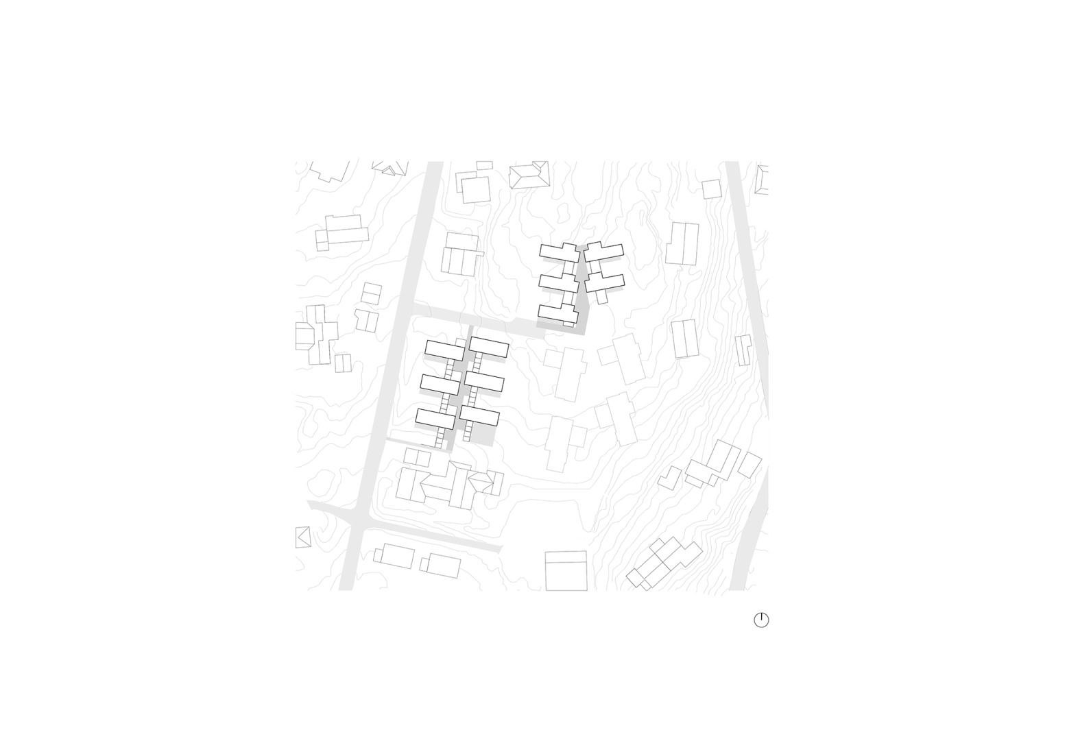 Plano de emplazamiento. Casas patio en Ullerntoppen, fase 2 por R21 Arkitekter.