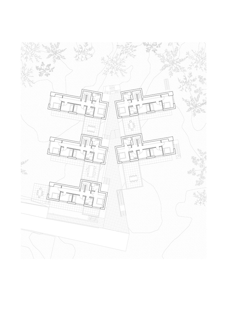Plano de primera planta. Casas patio en Ullerntoppen, fase 2 por R21 Arkitekter.