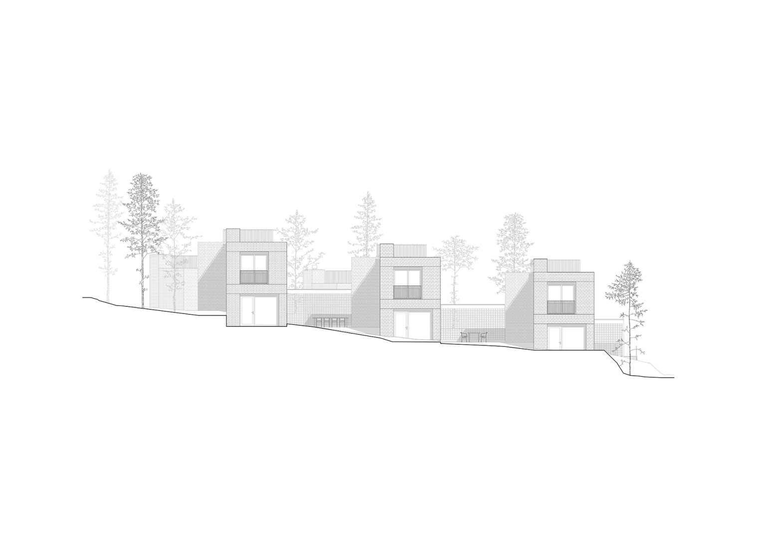 Alzado. Casas patio en Ullerntoppen, fase 2 por R21 Arkitekter.