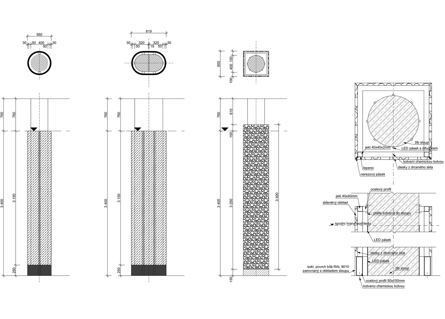 Detail column cladding. Prague Airport Terminal 3 by ra15.
