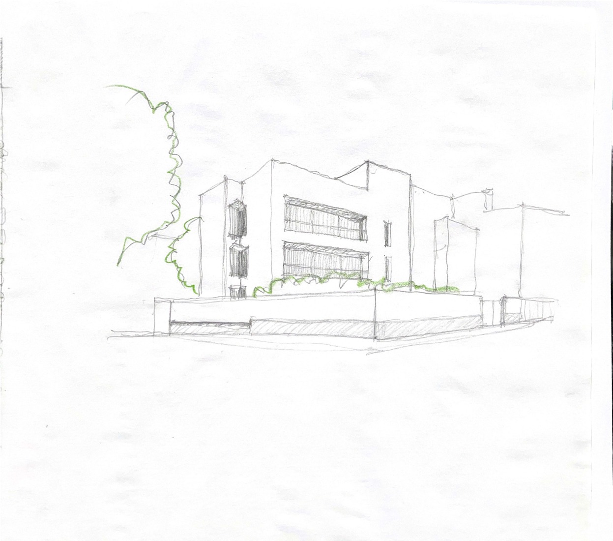 Sketch. Three dwellings in the Colonia El Viso by Riaño Arquitectos, GCA Architects.