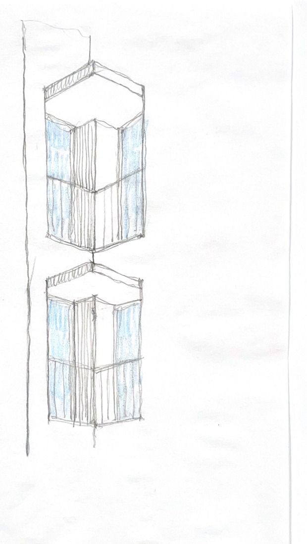 Sketch. Three dwellings in the Colonia El Viso by Riaño Arquitectos, GCA Architects.
