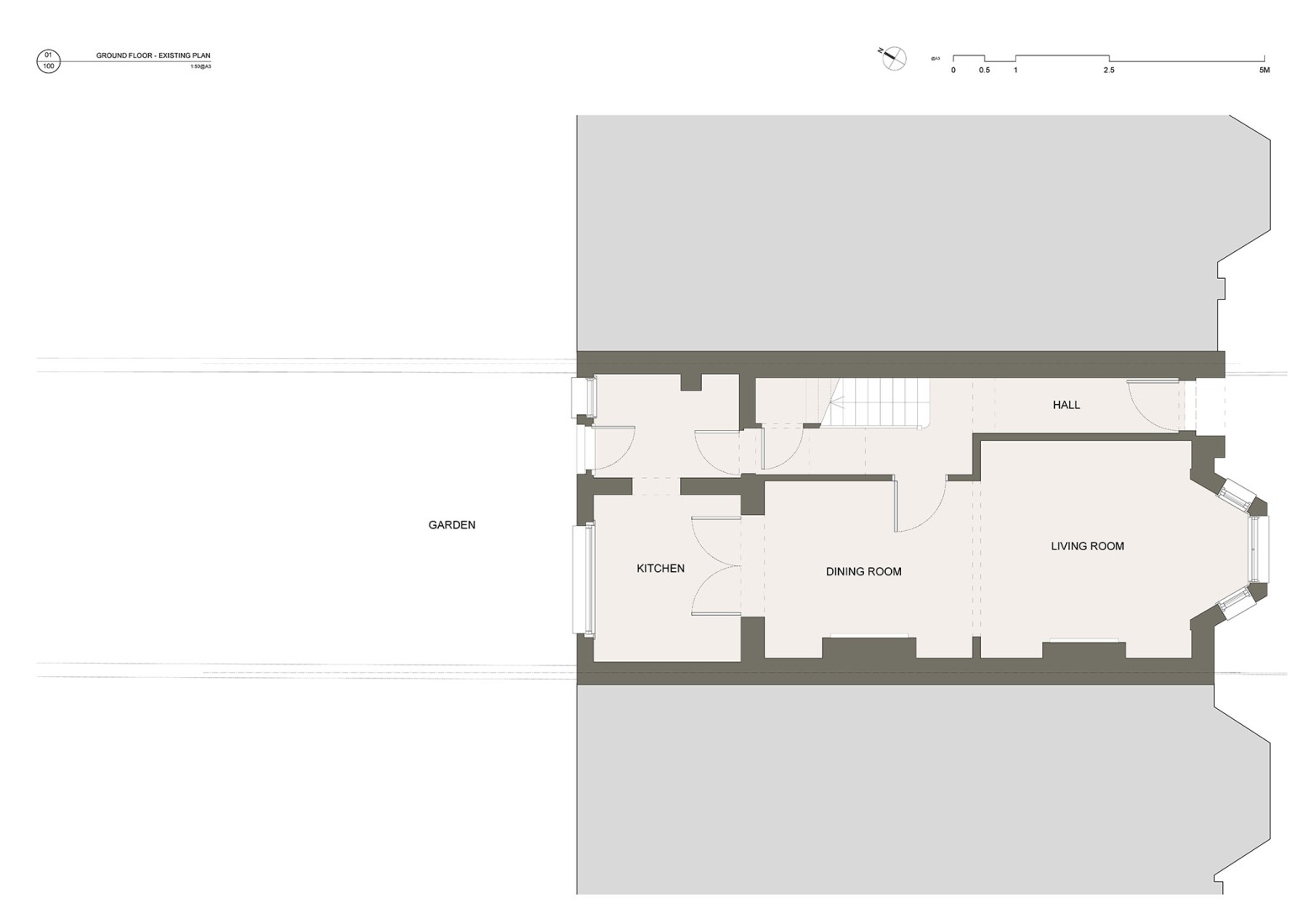 Plano planta baja antigua. «Dome House» por Roberto Di Donato Architecture.