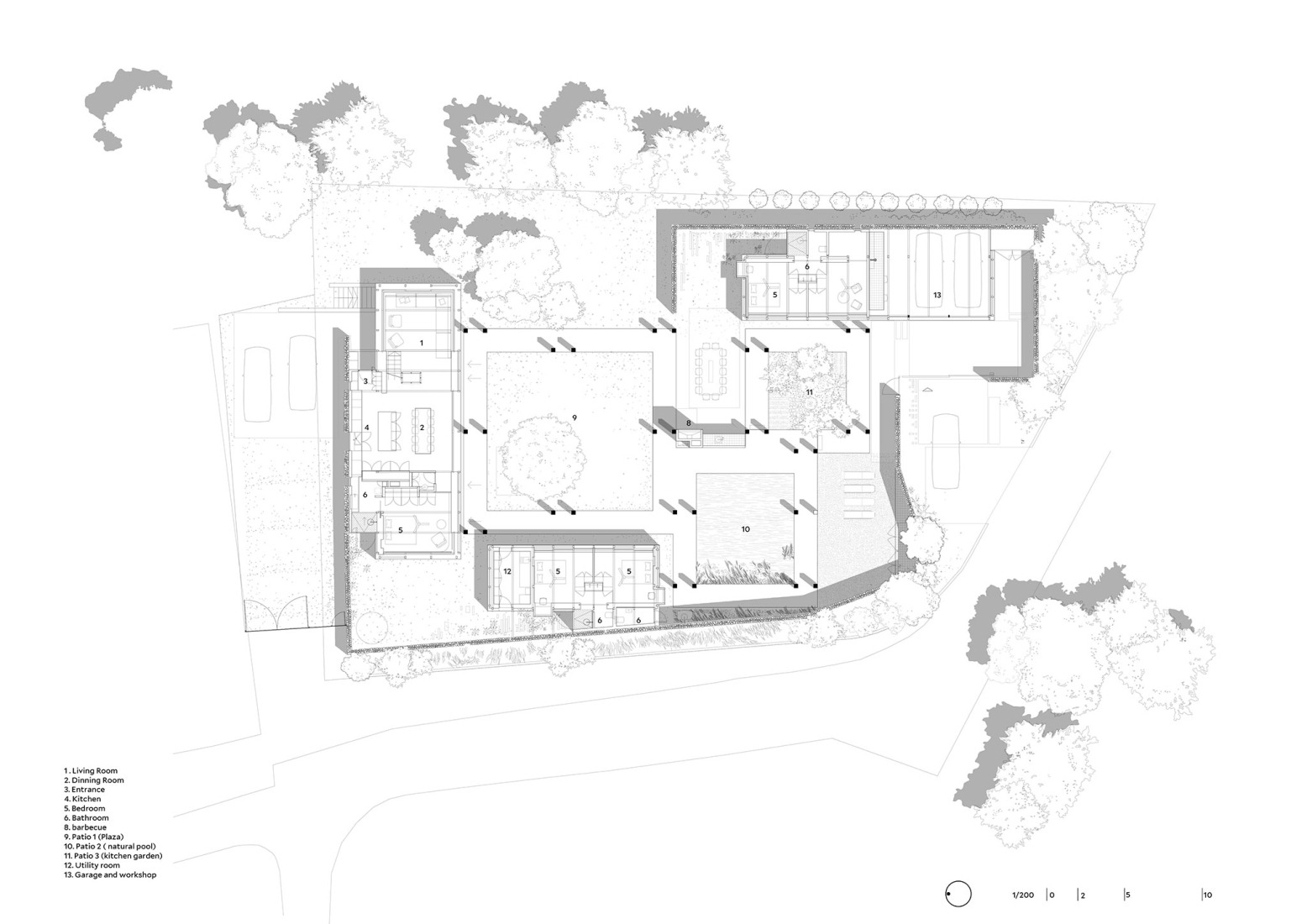 Ground floor plan. Casa Tres Patis by Twobo Arquitectura.