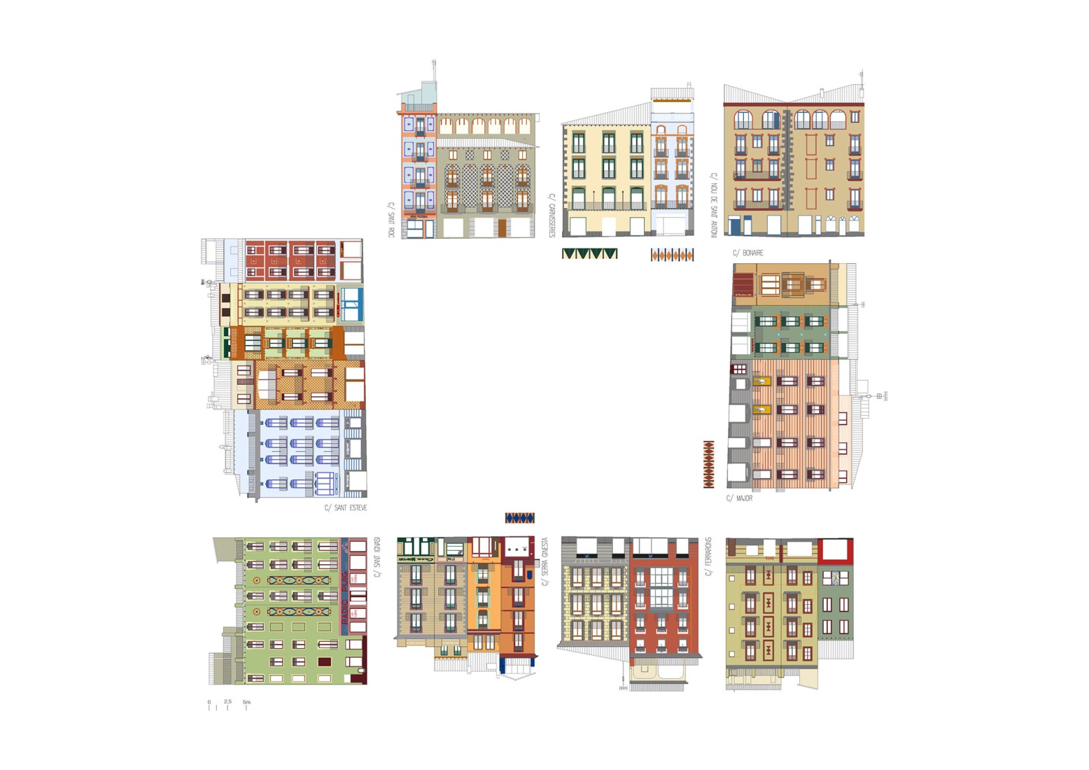 Alzados. Plaza Major de Olot por unparelld'arquitectes.