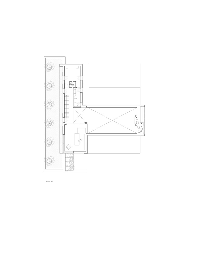 Fisrt floor plan. Single-family house in Roche by DL+A Arquitectos.