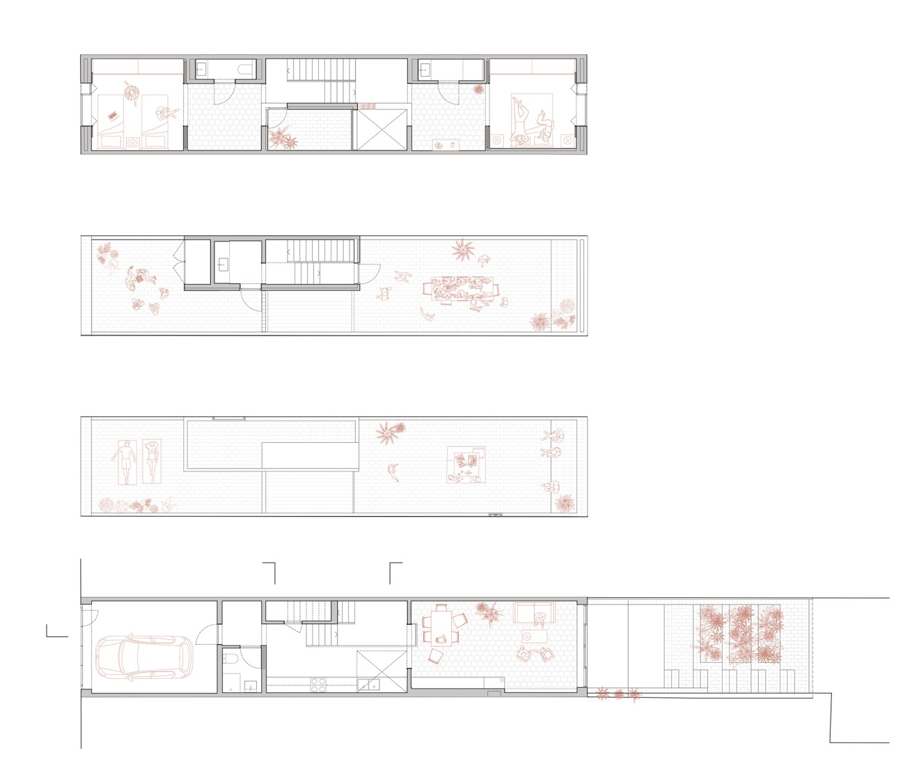 Planos de planta. Casa Mireia y Toni (y Joan y Laia) por vora + Toni Riba.