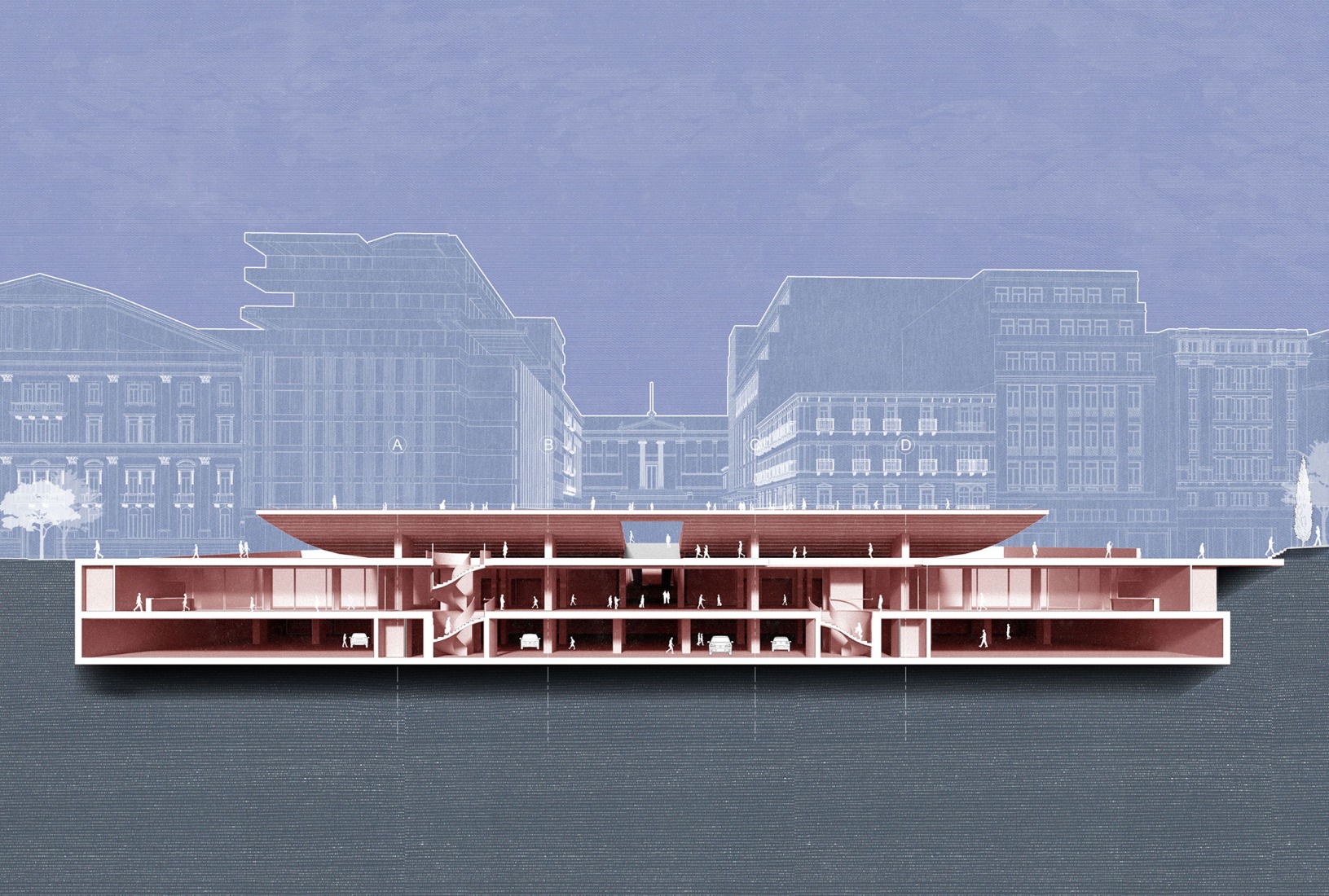 Brave New Axis por Spyridon Loukidis, Markos Georgios Sakellion, Georgios Thalassinos. Universidad Técnica Nacional de Atenas, Escuela de Arquitectura (Atenas, Grecia).