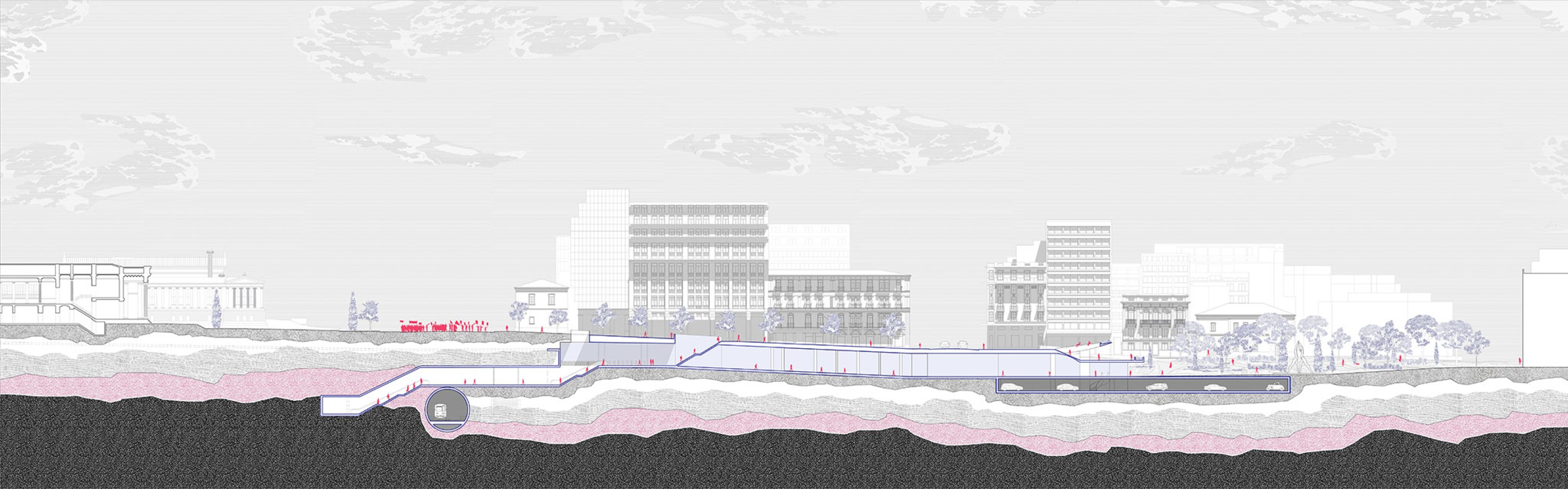 Brave New Axis por Spyridon Loukidis, Markos Georgios Sakellion, Georgios Thalassinos. Universidad Técnica Nacional de Atenas, Escuela de Arquitectura (Atenas, Grecia).