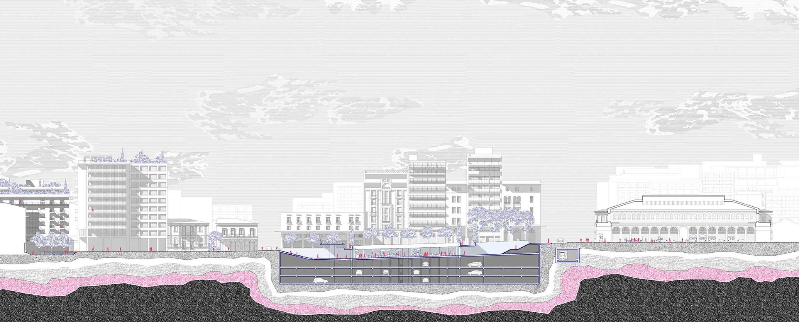 Brave New Axis por Spyridon Loukidis, Markos Georgios Sakellion, Georgios Thalassinos. Universidad Técnica Nacional de Atenas, Escuela de Arquitectura (Atenas, Grecia).