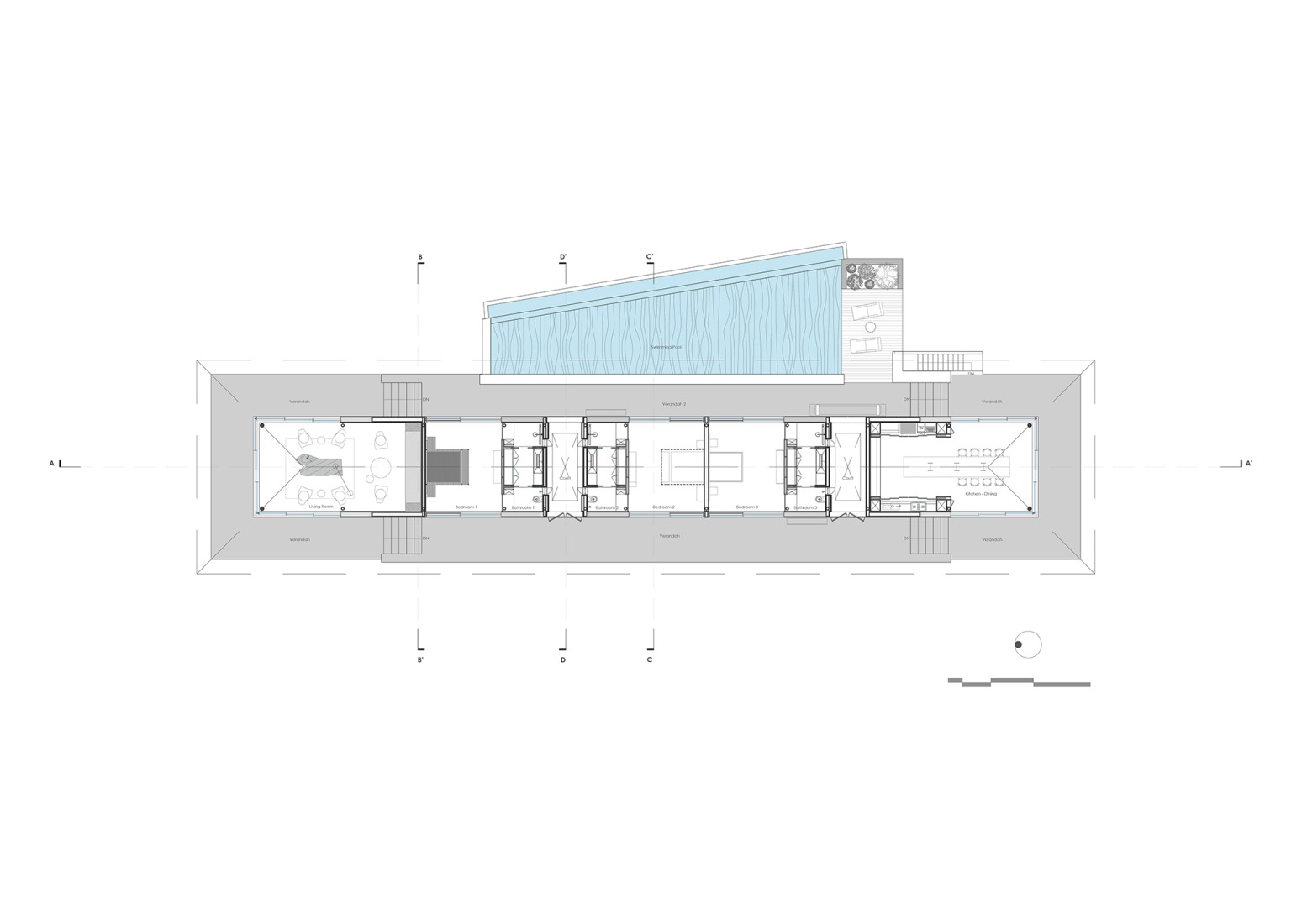 Ground floor plan. Parikrama House by SPASM Design Architects.