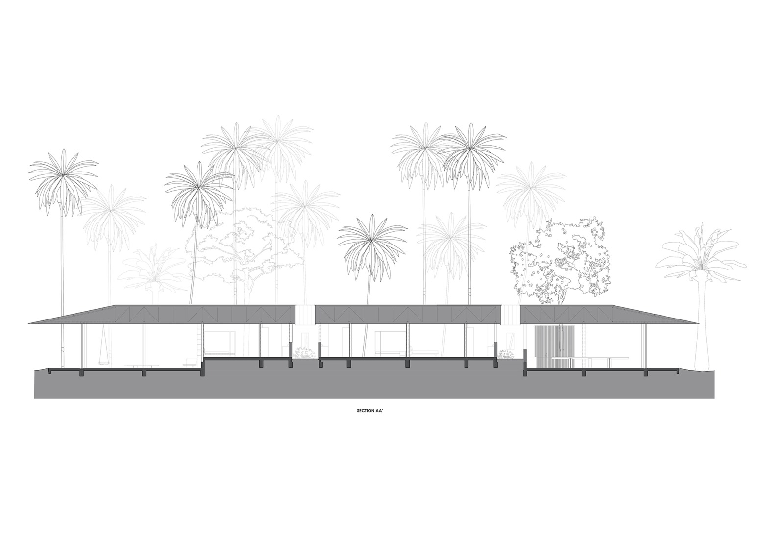 Section A-A. Parikrama House by SPASM Design Architects.