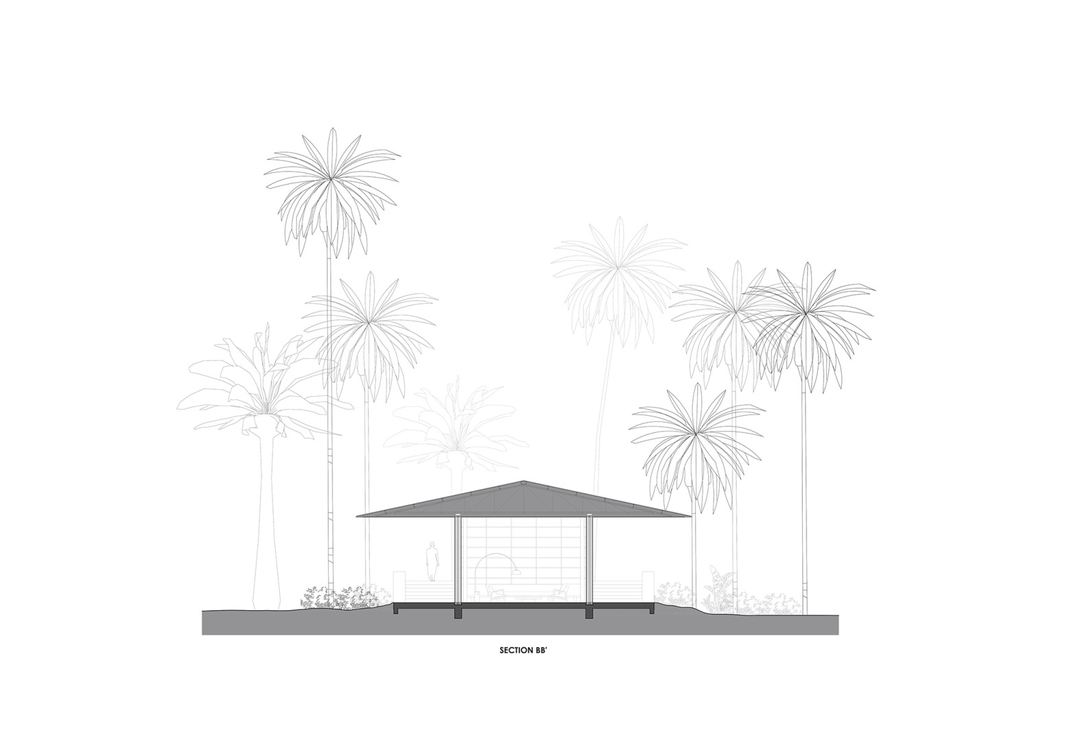 Section B-B. Parikrama House by SPASM Design Architects.