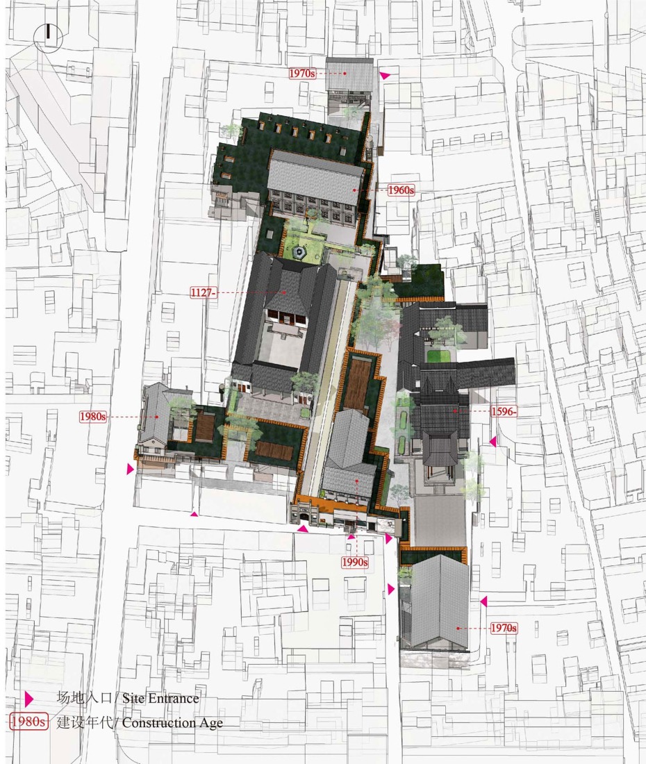 Axonometry. Neighborhood Songyang Three-Temple Cultural Communication Center by Jiakun Architects. Photograph by Arch-Exist. Axonometry. Neighborhood Songyang Three-Temple Cultural Communication Center by Jiakun Architects. Photograph by Arch-Exist.