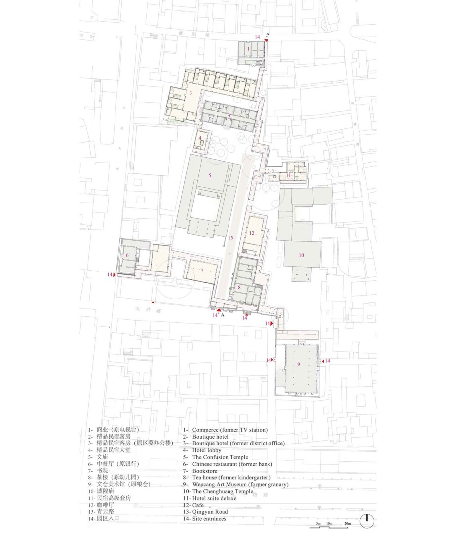 Ground floor plan. Neighborhood Songyang Three-Temple Cultural Communication Center by Jiakun Architects. Photograph by Arch-Exist. Ground floor plan. Neighborhood Songyang Three-Temple Cultural Communication Center by Jiakun Architects. Photograph by Arch-Exist.