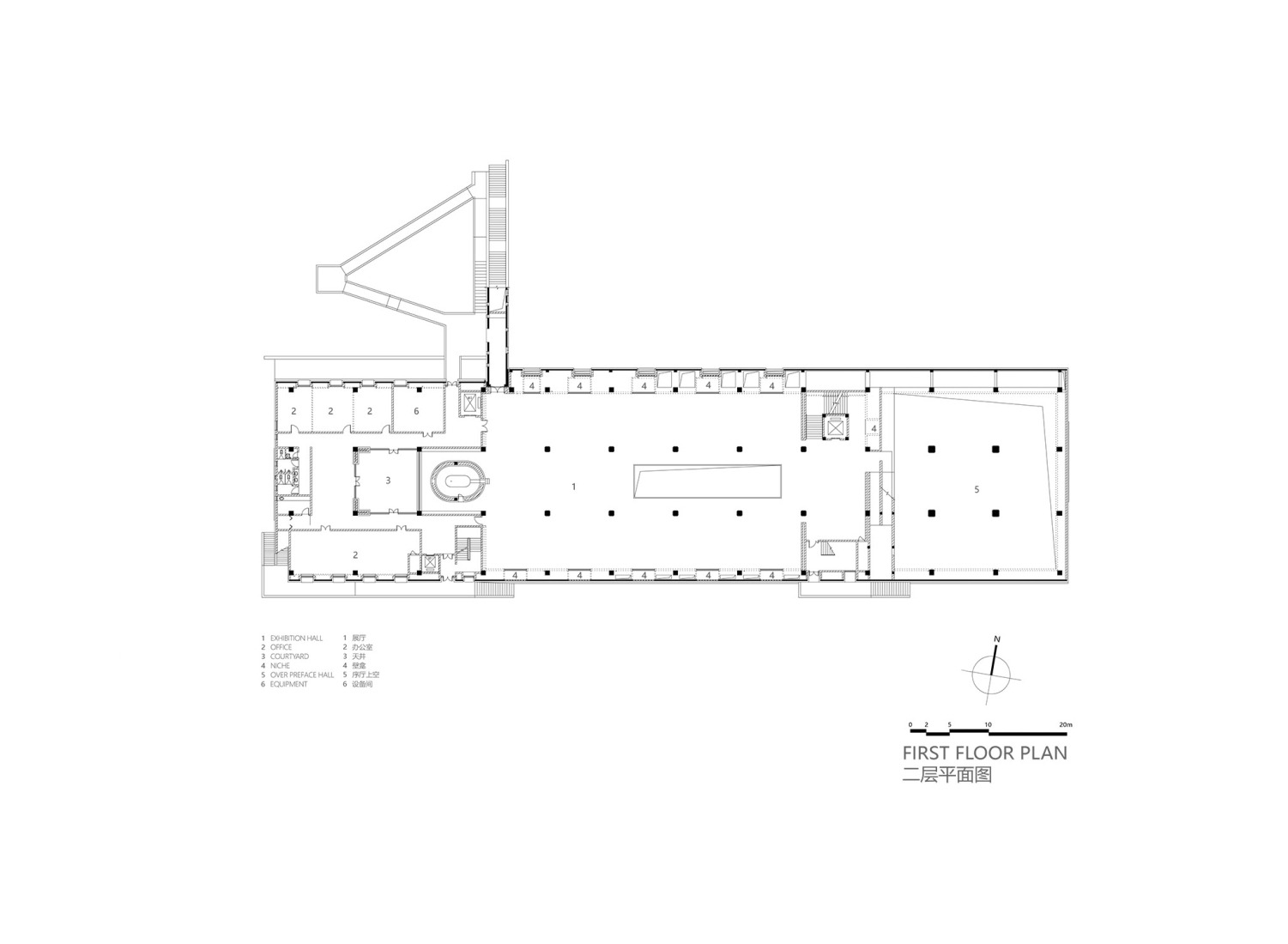 Plano de primera planta. Museo y parque, ruinas del horno imperial de Suzhou por Jiakun Architects.