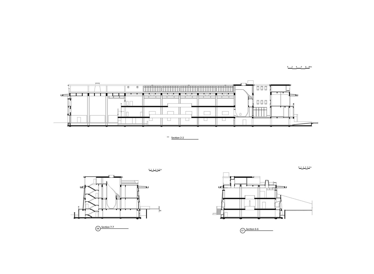 Secciones. Museo y parque, ruinas del horno imperial de Suzhou por Jiakun Architects.
