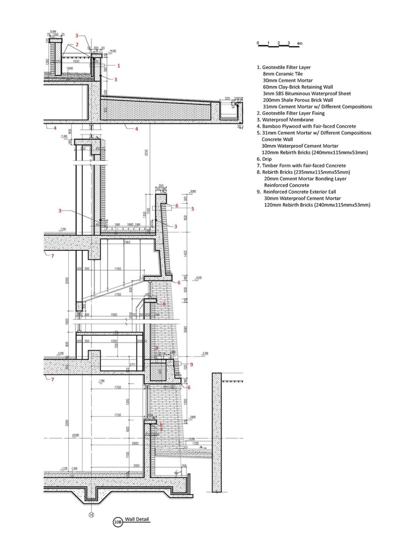 Sección constructiva. Museo y parque, ruinas del horno imperial de Suzhou por Jiakun Architects.