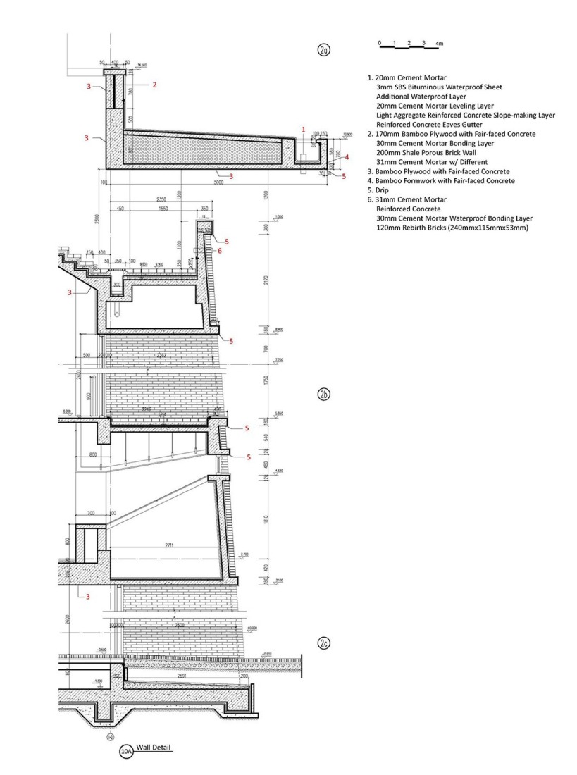 Sección constructiva. Museo y parque, ruinas del horno imperial de Suzhou por Jiakun Architects.