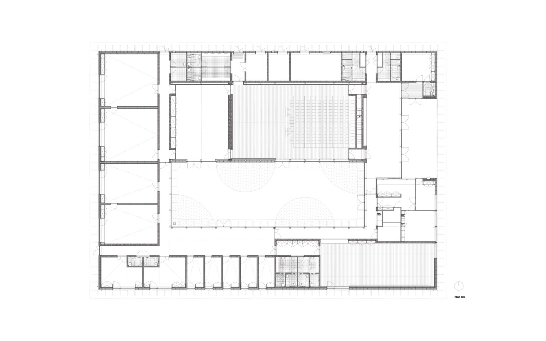 Ground floor plan. School of music, dance and theater by LINK architectes + DLD architectes. 