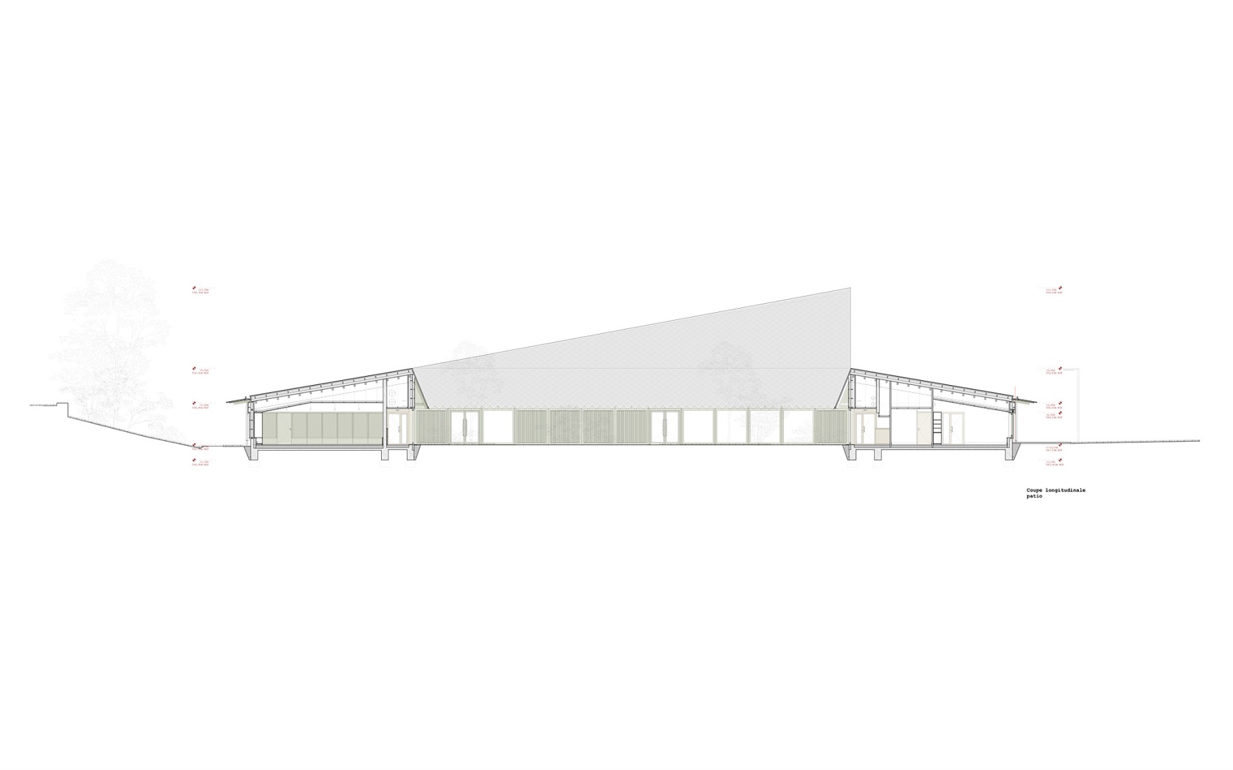Patio section. School of music, dance and theater by LINK architectes + DLD architectes. 