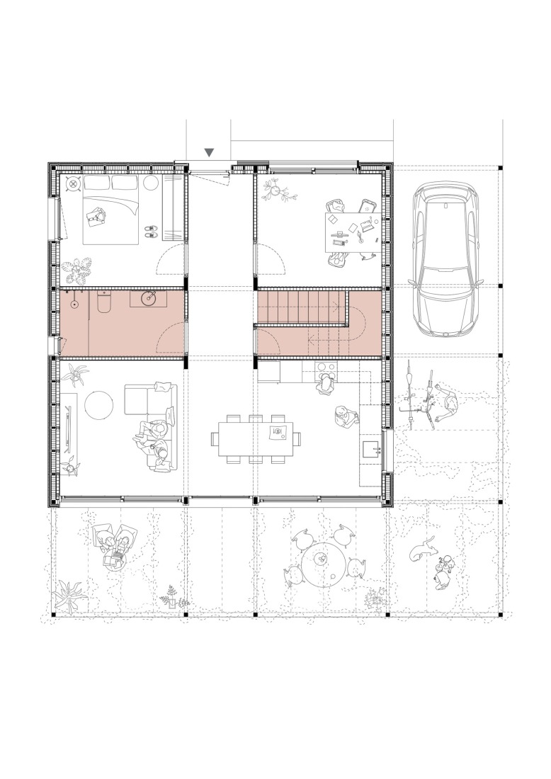 Plano planta baja. Casa LC por Sau Taller d’Arquitectura.